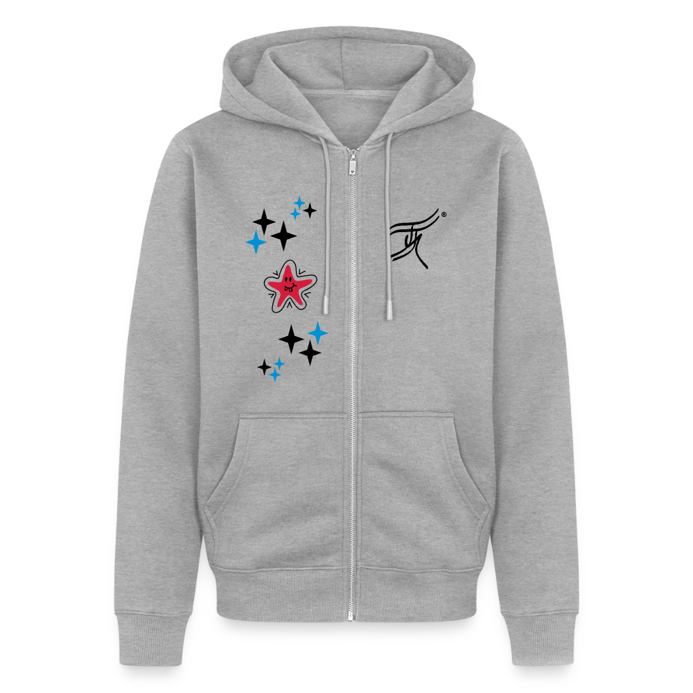 18.03.26 Taijn Torijn - "Stars & Love 1"  - Unisex Premium Bio Zip - Weiß & Grau - Grau meliert