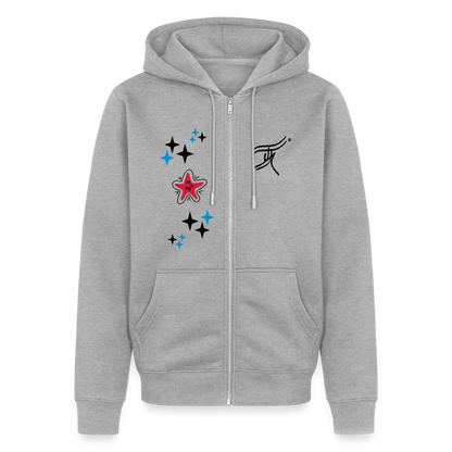 18.03.26 Taijn Torijn - "Stars & Love 1"  - Unisex Premium Bio Zip - Weiß & Grau - Grau meliert