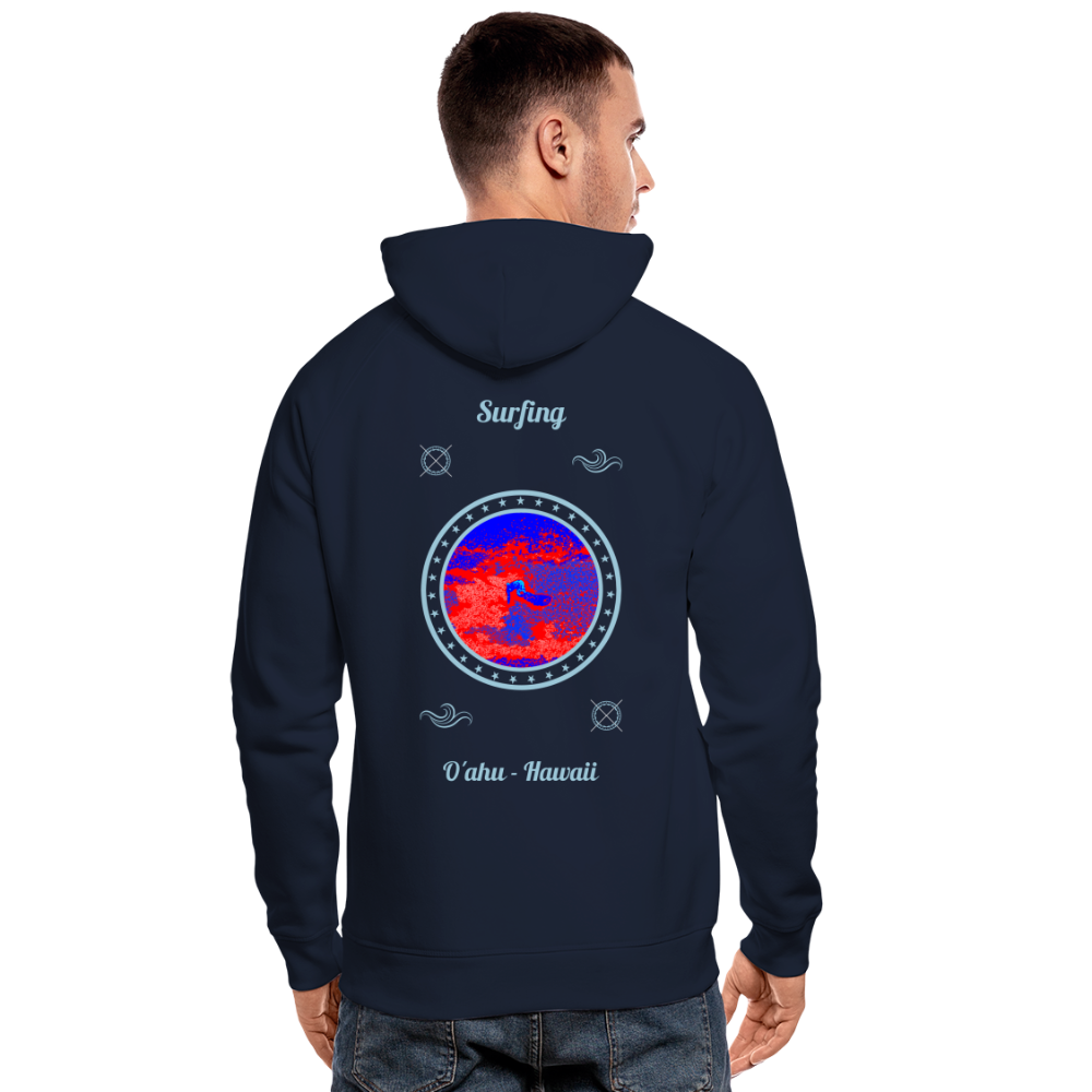 NEUNEU 24.09.24 Taijn Toriijn "Surfing O´ahu" - Unisex Bio-Hoodie - Dunkle Farben - Navy