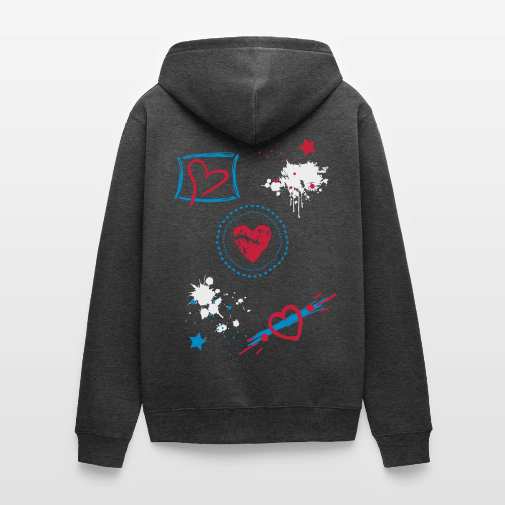 18.03.26 Taijn Torijn - "Stars & Love 2"  - Unisex Premium Bio Zip-Hoodie - Dunkle Farben - Anthrazit meliert