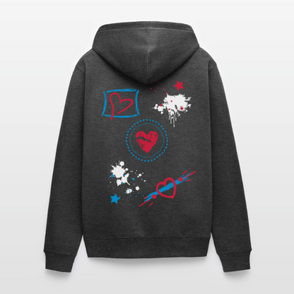 18.03.26 Taijn Torijn - "Stars & Love 2"  - Unisex Premium Bio Zip-Hoodie - Dunkle Farben - Anthrazit meliert