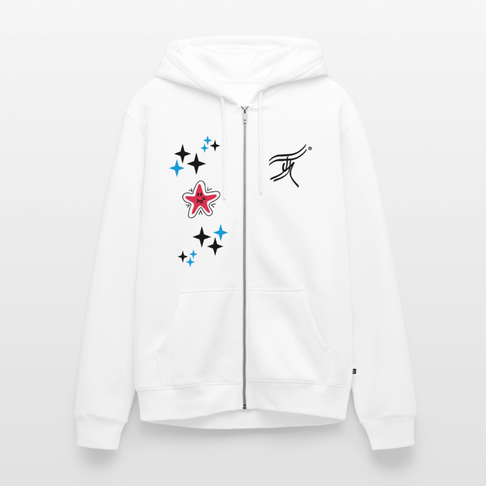 18.03.26 Taijn Torijn - "Stars & Love 1"  - Unisex Premium Bio Zip - Weiß & Grau - Weiß