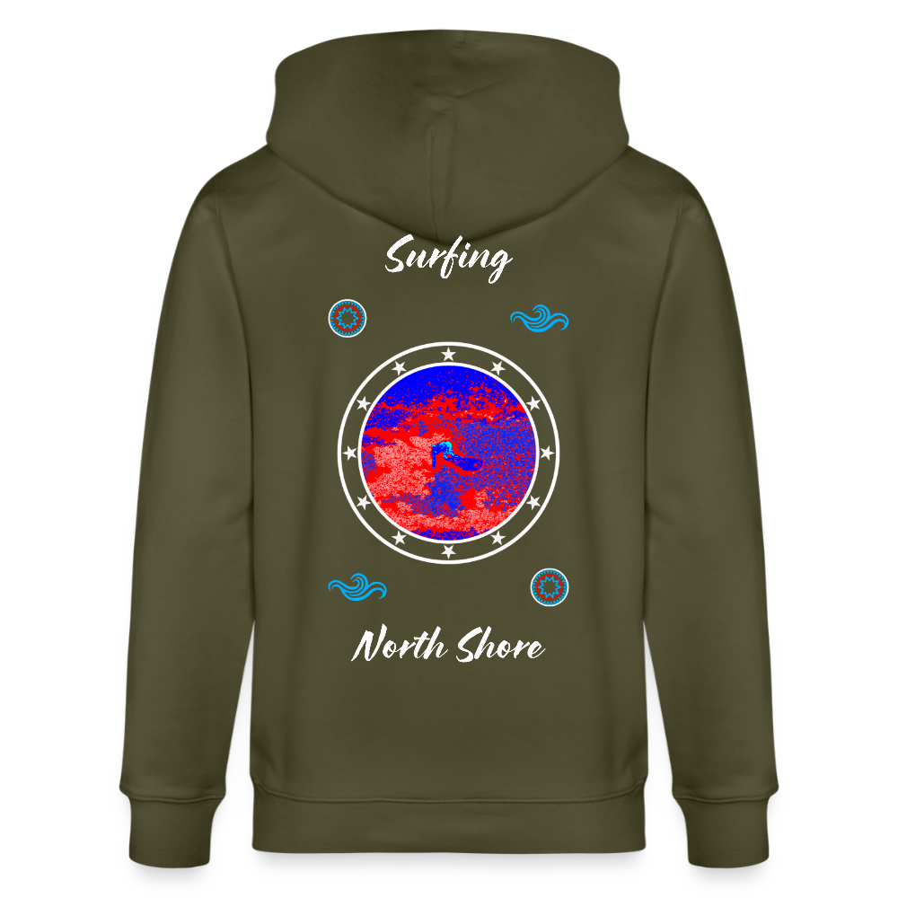 04.03.26 Taijn Toriijn "Surfing North Shore" - StellaStanley-Unisex Bio-ZIP-Hoodie - dunkle Farben - Khaki