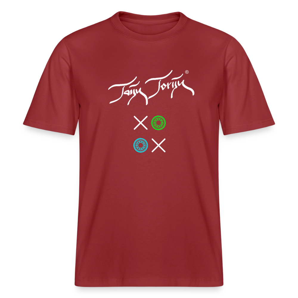 20.03.26 Taijn Torijn "Kisses & Hugs" - Stanley/Stella RELAXED FIT Unisex Bio Rundhals-T-Shirt - Dunkle Farben - Erdrot