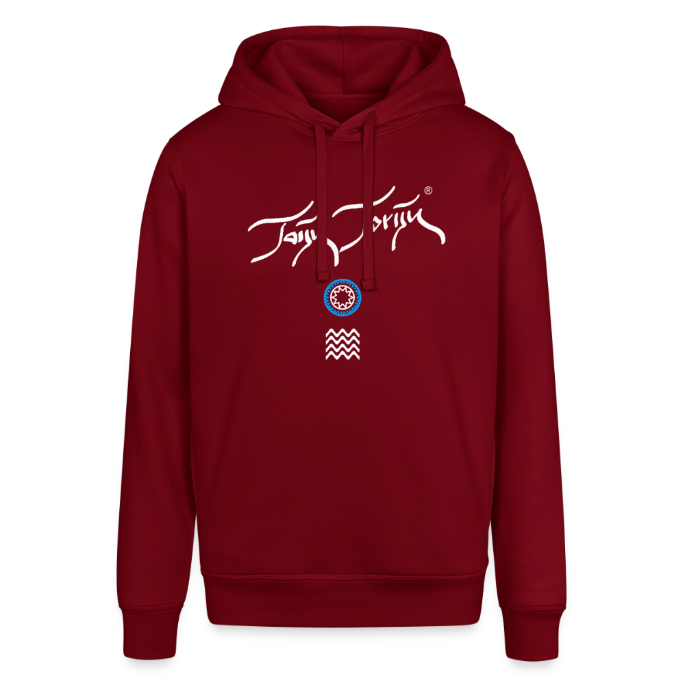 04.03.26 Taijn Toriijn "Surfing North Shore" - Unisex Bio-Hoodie - dunkle Farben - Burgunderrot