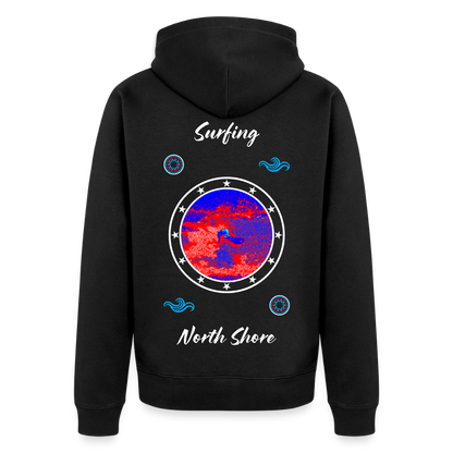 18.03.26 Taijn Toriijn "Surfing North Shore" - Unisex Bio-ZIP-Hoodie - dunkle Farben - Schwarz