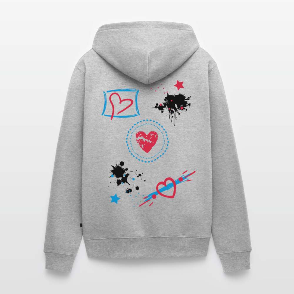 18.03.26 Taijn Torijn - "Stars & Love 2"  - Unisex Premium Bio Zip - Weiß & Grau - Grau meliert