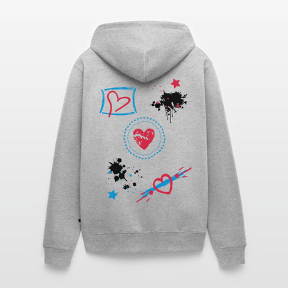 18.03.26 Taijn Torijn - "Stars & Love 2"  - Unisex Premium Bio Zip - Weiß & Grau - Grau meliert
