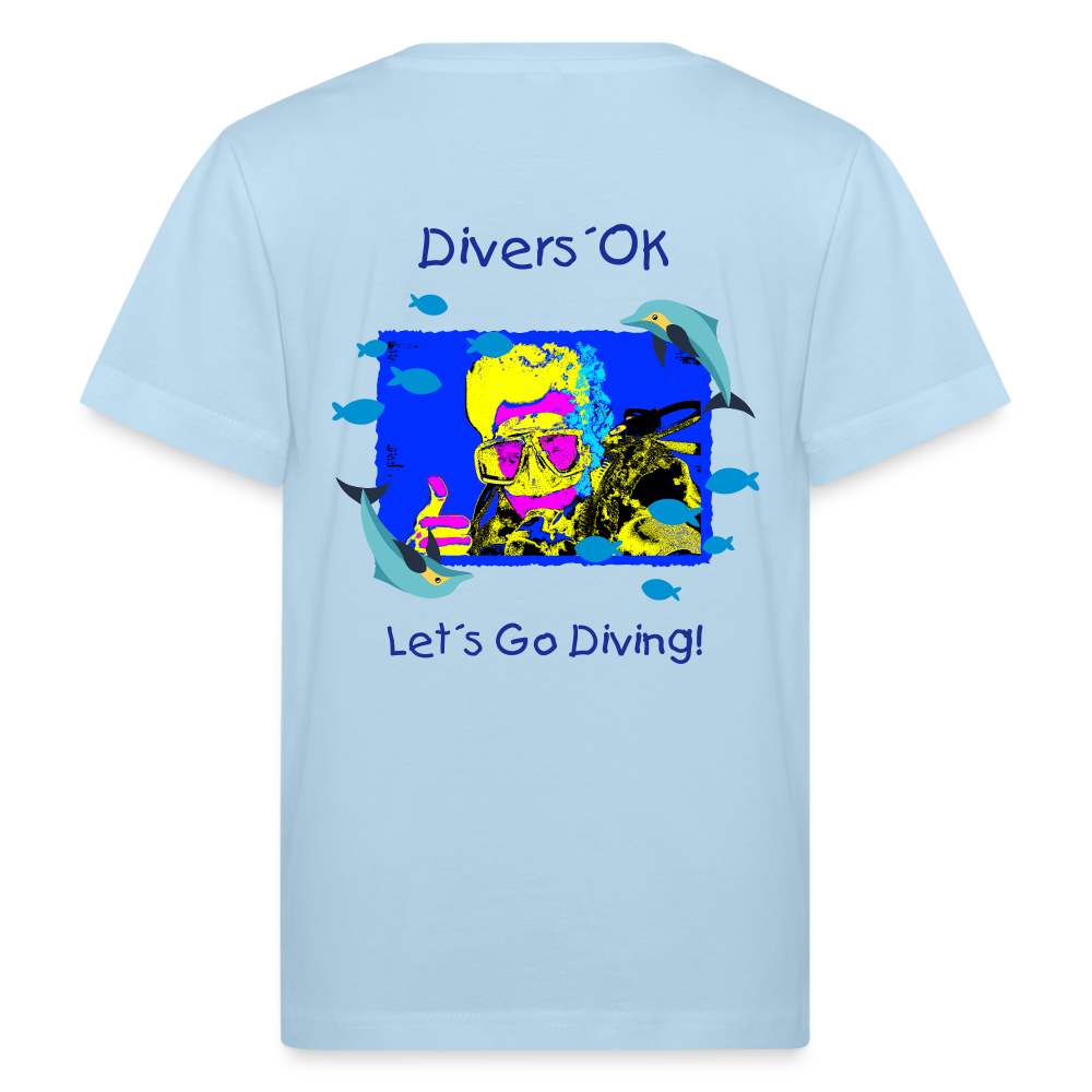 20.10.23 Taijn Torijn "Diver´s Ok - Let´s Go Diving" KINDER Bio T-Shirt - Hellblau / Weiß - Hellblau