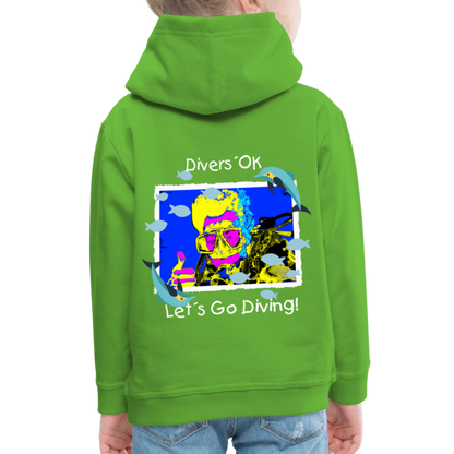 20.10.23 Taijn Torijn "Diver´s Ok - Let´s Go Diving" KINDER Premium Hoodie - Hellgrün