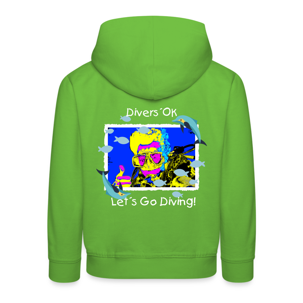 20.10.23 Taijn Torijn "Diver´s Ok - Let´s Go Diving" KINDER Premium Hoodie - Hellgrün