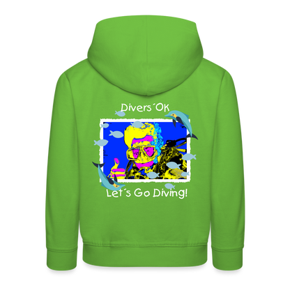 20.10.23 Taijn Torijn "Diver´s Ok - Let´s Go Diving" KINDER Premium Hoodie - Hellgrün