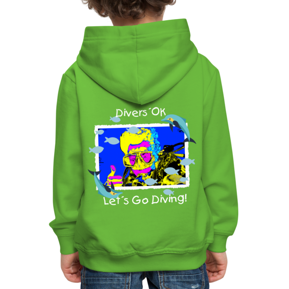 20.10.23 Taijn Torijn "Diver´s Ok - Let´s Go Diving" KINDER Premium Hoodie - Hellgrün