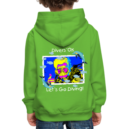 20.10.23 Taijn Torijn "Diver´s Ok - Let´s Go Diving" KINDER Premium Hoodie - Hellgrün