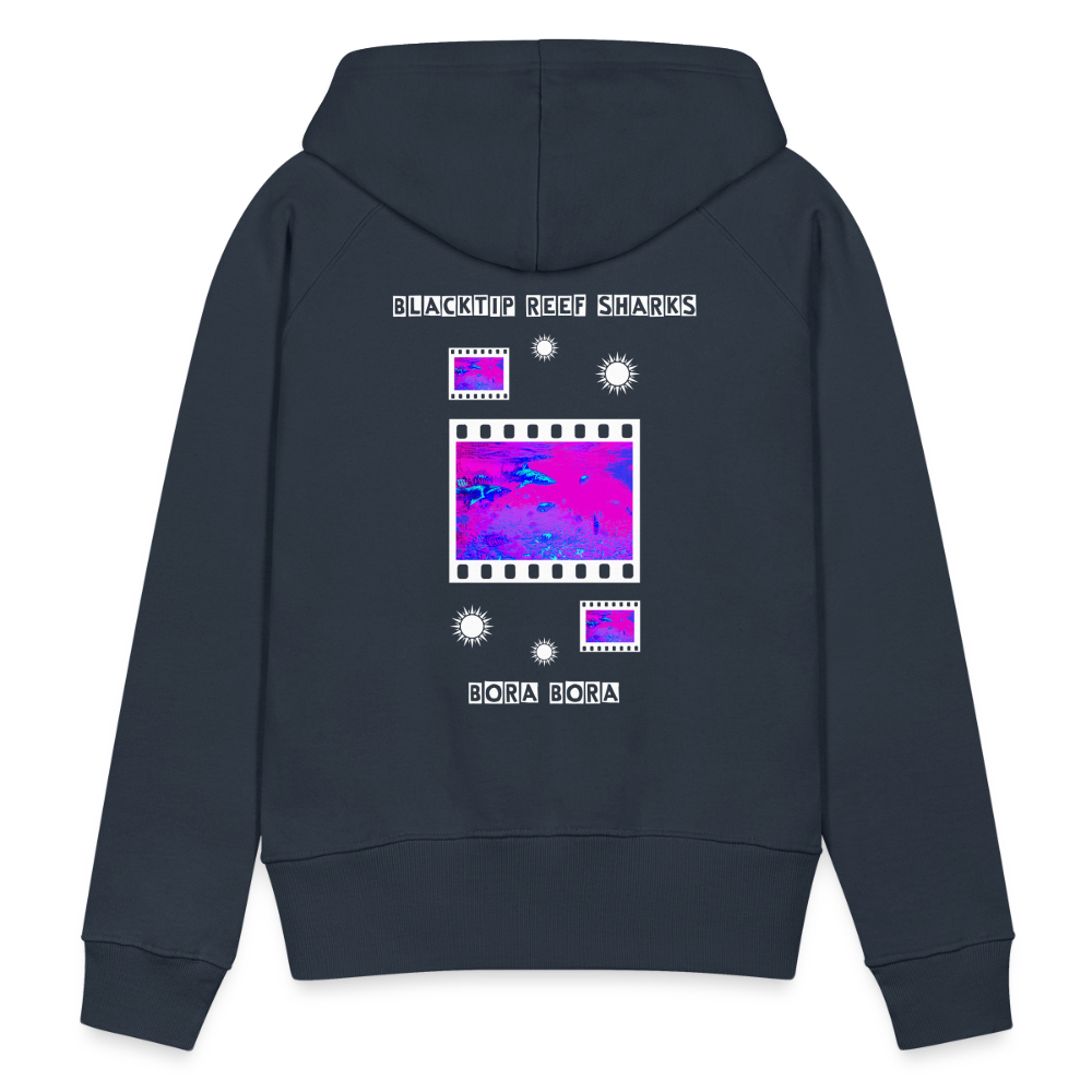 08.11.23 Taijn Torijn "Blacktip Reef Sharks - Bora Bora" - DAMEN Premium Hoodie Purple - Navy