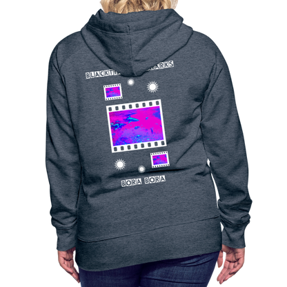 08.11.23 Taijn Torijn "Blacktip Reef Sharks - Bora Bora" - DAMEN Premium Hoodie Purple - Jeansblau