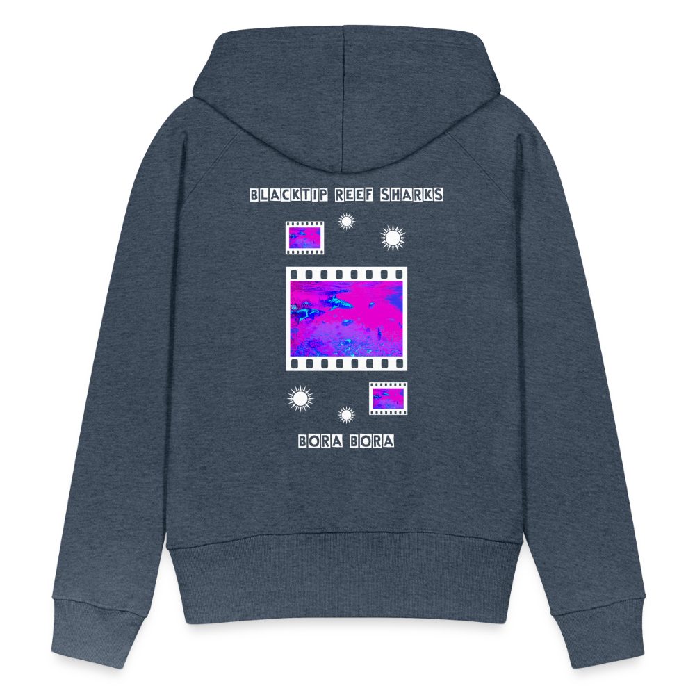 08.11.23 Taijn Torijn "Blacktip Reef Sharks - Bora Bora" - DAMEN Premium Hoodie Purple - Jeansblau