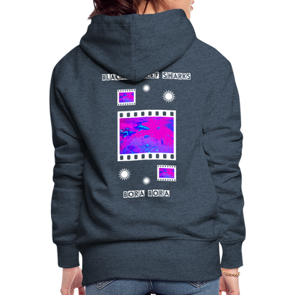 08.11.23 Taijn Torijn "Blacktip Reef Sharks - Bora Bora" - DAMEN Premium Hoodie Purple - Jeansblau