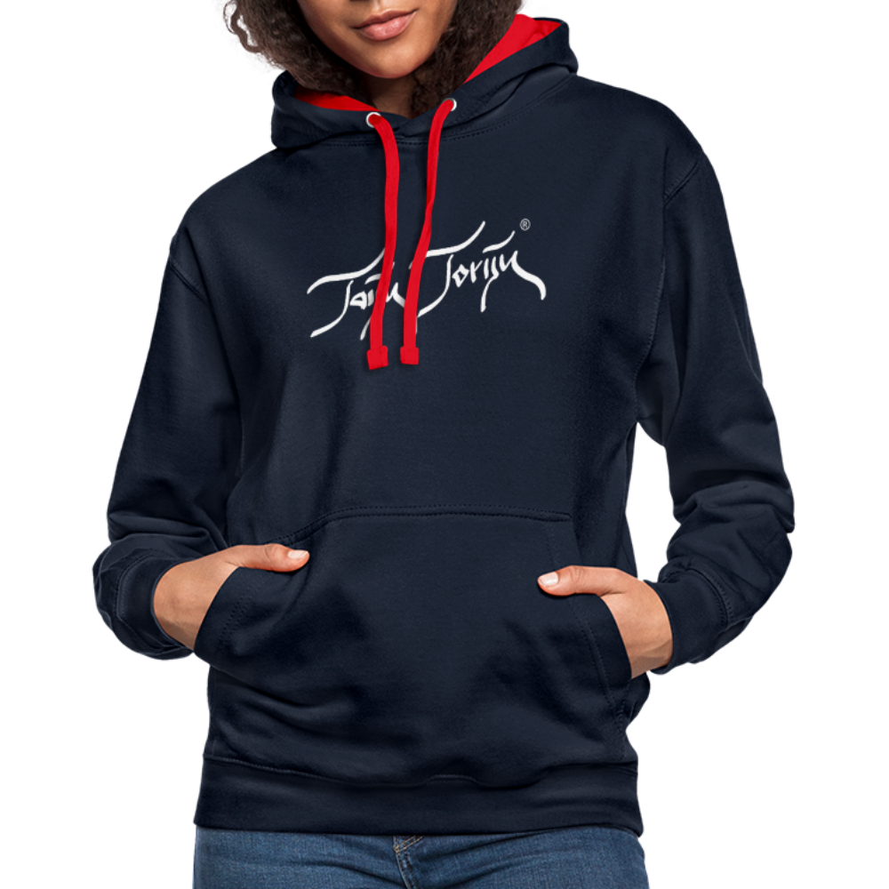 08.11.23 Taijn Torijn "Surfer - O´ahu - Hawaii" - Kontrast-Hoodie - Navy/Rot