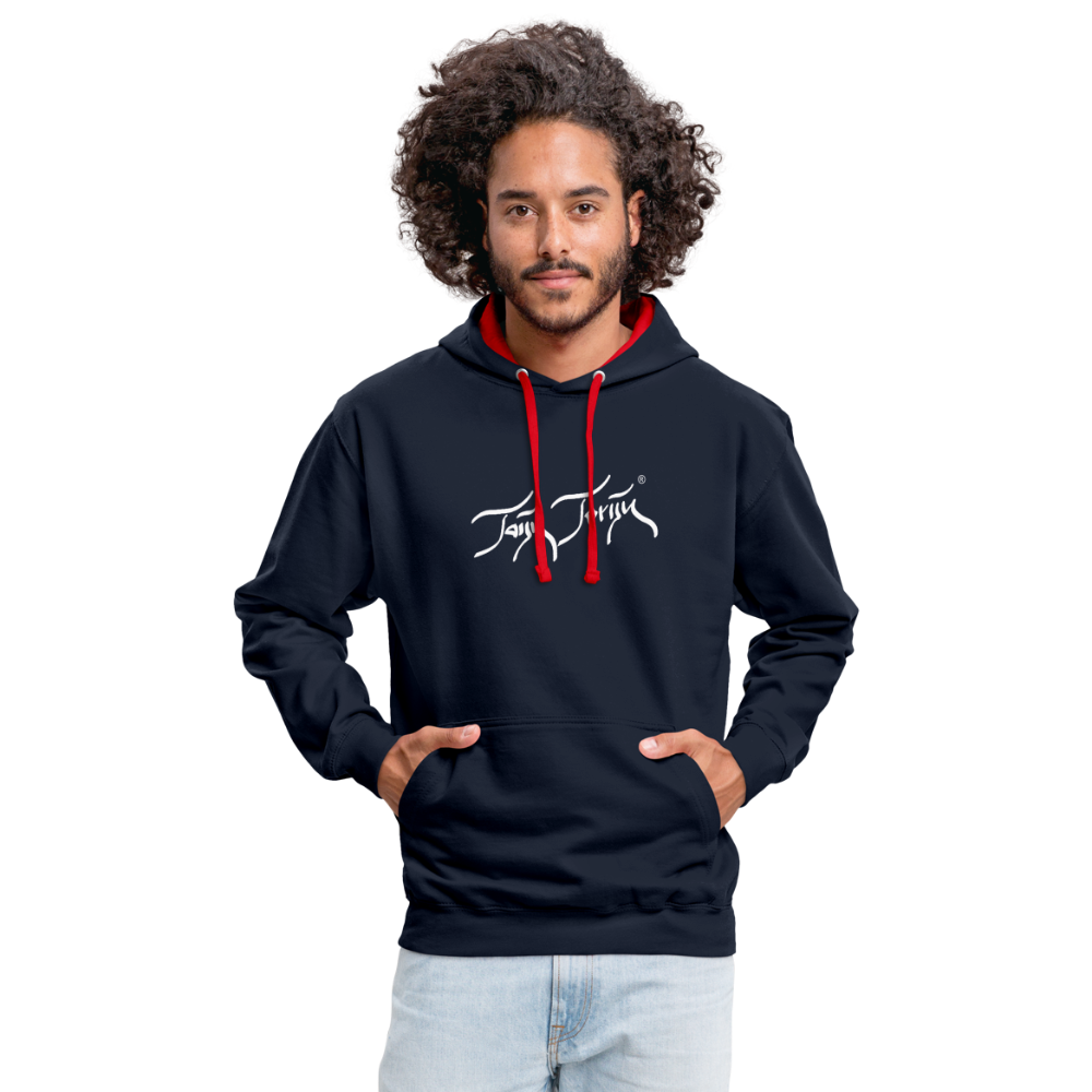 08.11.23 Taijn Torijn "Surfer - O´ahu - Hawaii" - Kontrast-Hoodie - Navy/Rot