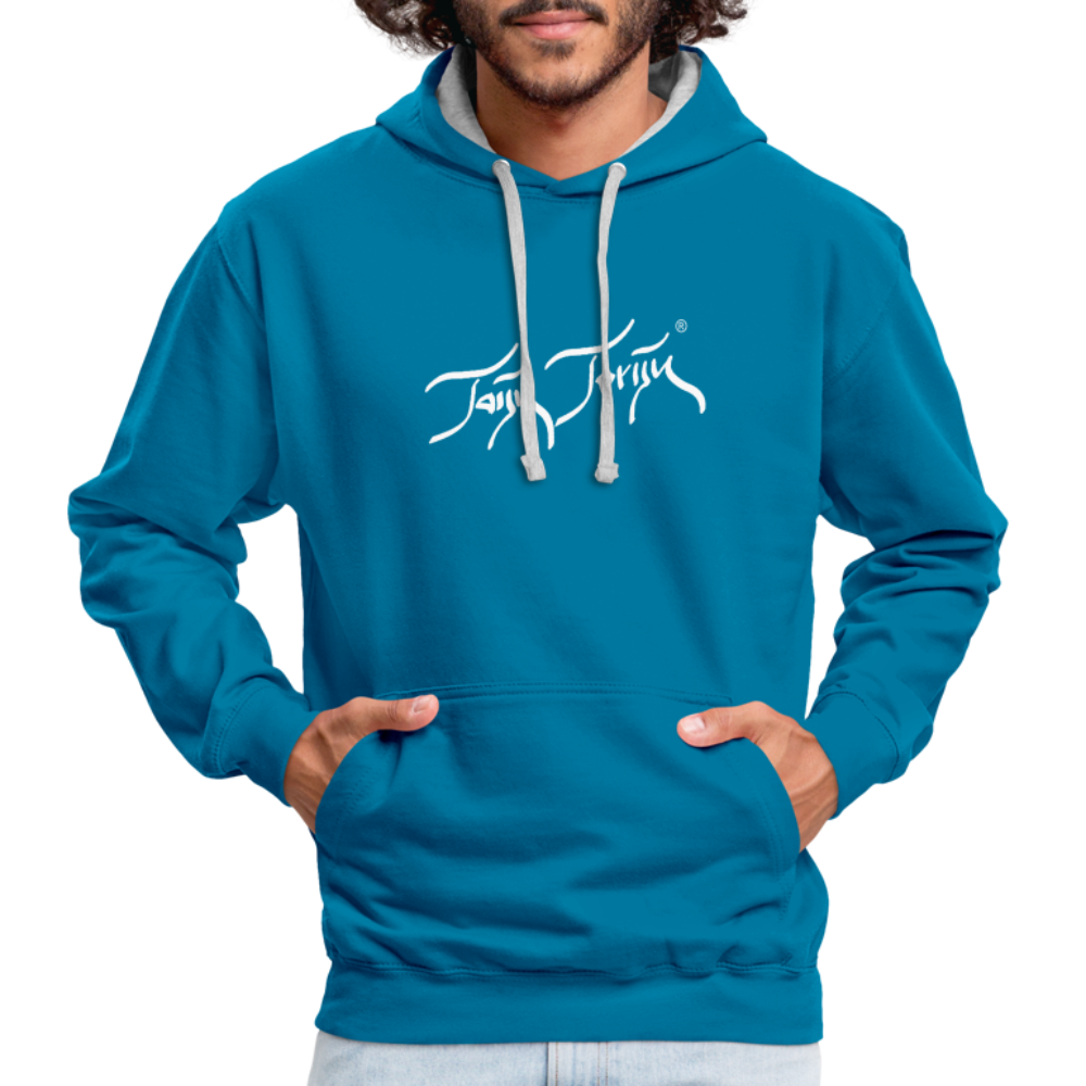 08.11.23 Taijn Torijn "Surfer - O´ahu - Hawaii" - Kontrast-Hoodie - Pfauenblau/Grau meliert