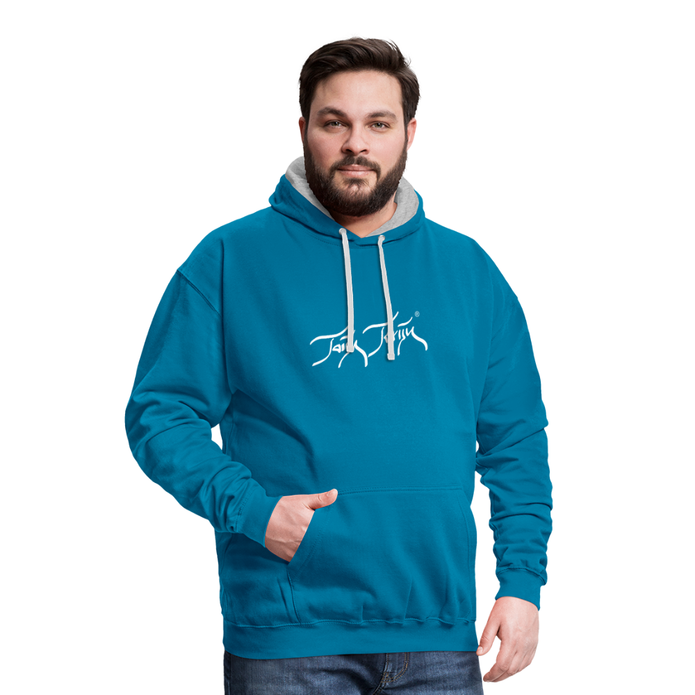 08.11.23 Taijn Torijn "Surfer - O´ahu - Hawaii" - Kontrast-Hoodie - Pfauenblau/Grau meliert