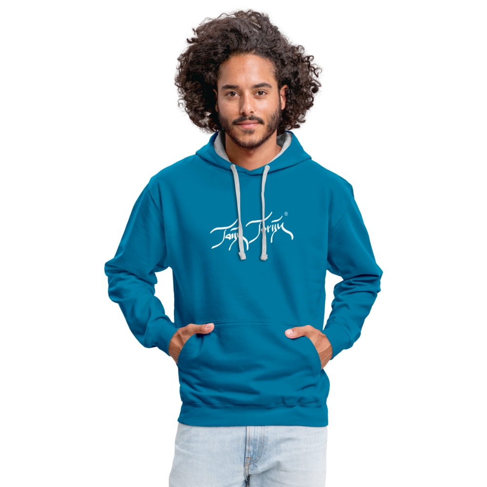 08.11.23 Taijn Torijn "Surfer - O´ahu - Hawaii" - Kontrast-Hoodie - Pfauenblau/Grau meliert