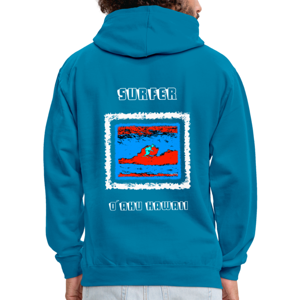 08.11.23 Taijn Torijn "Surfer - O´ahu - Hawaii" - Kontrast-Hoodie - Pfauenblau/Grau meliert