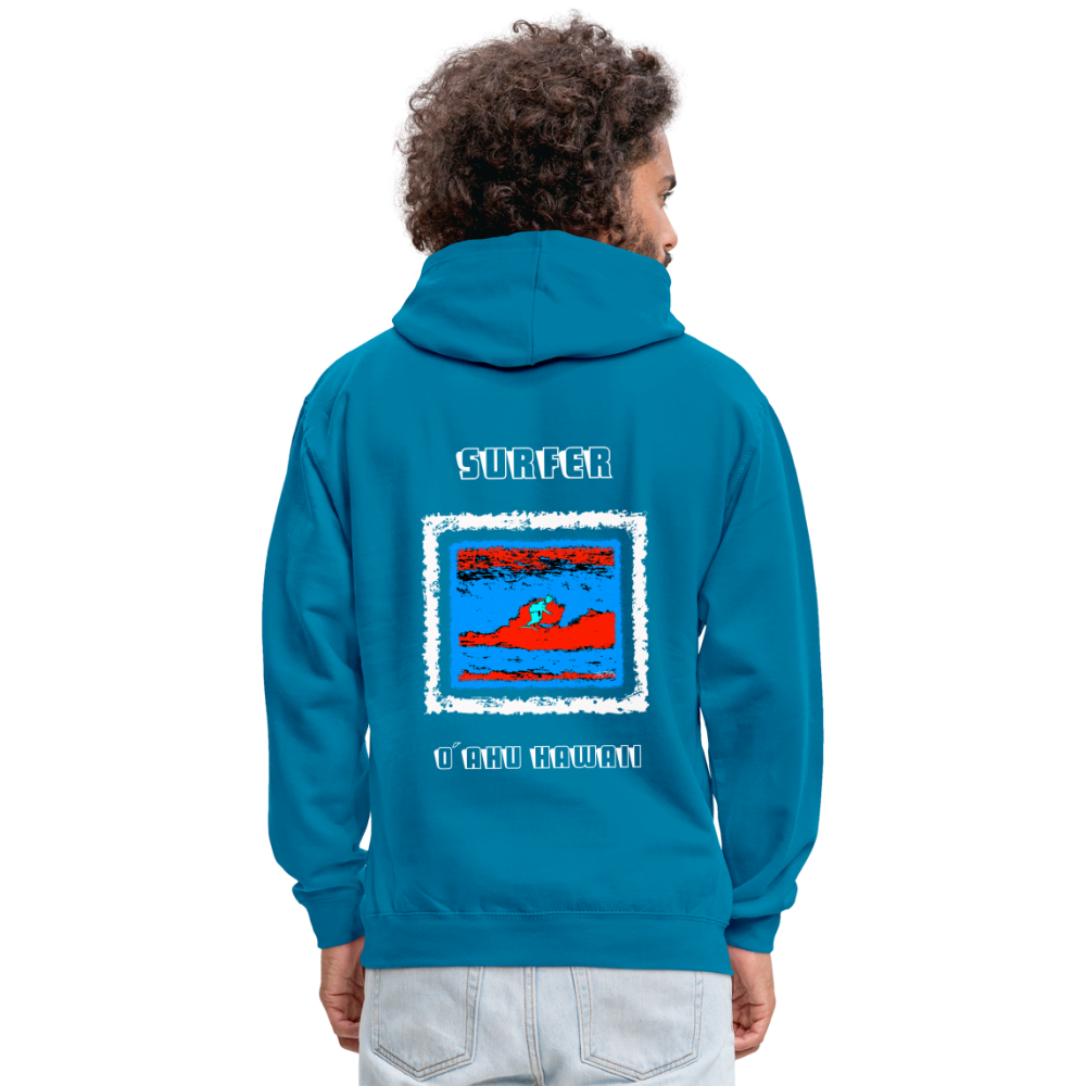 08.11.23 Taijn Torijn "Surfer - O´ahu - Hawaii" - Kontrast-Hoodie - Pfauenblau/Grau meliert