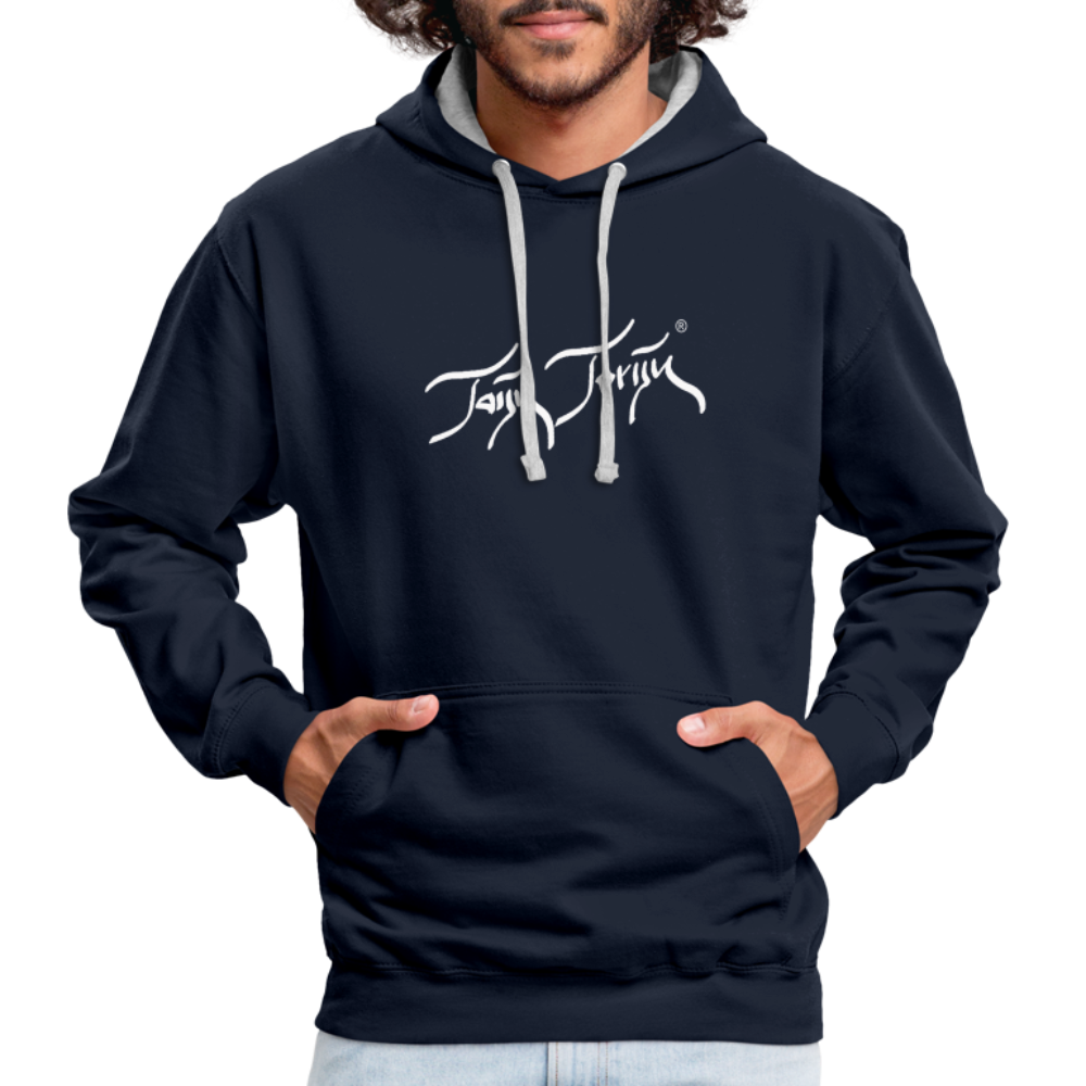 08.11.23 Taijn Torijn "Surfer - O´ahu - Hawaii" - Kontrast-Hoodie - Navy/Grau meliert