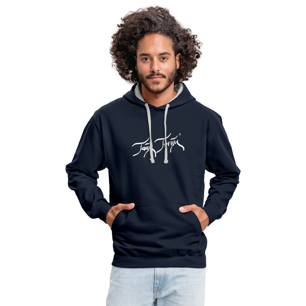 08.11.23 Taijn Torijn "Surfer - O´ahu - Hawaii" - Kontrast-Hoodie - Navy/Grau meliert