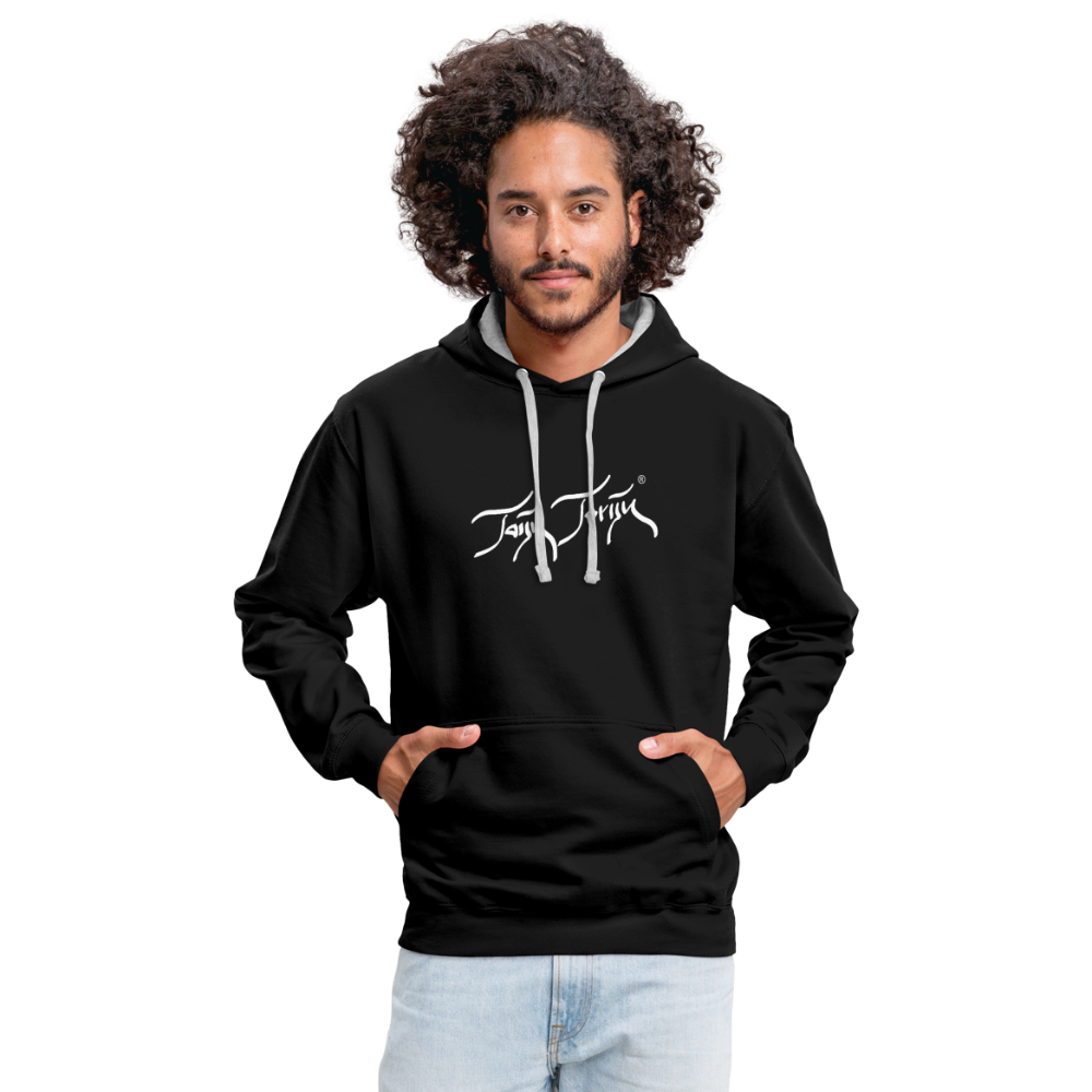 08.11.23 Taijn Torijn "Surfer - O´ahu - Hawaii" - Kontrast-Hoodie - Schwarz/Grau meliert