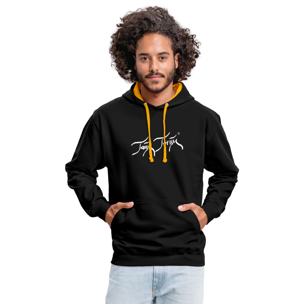 08.11.23 Taijn Torijn "Surfer - O´ahu - Hawaii" - Kontrast-Hoodie - Schwarz/Gold