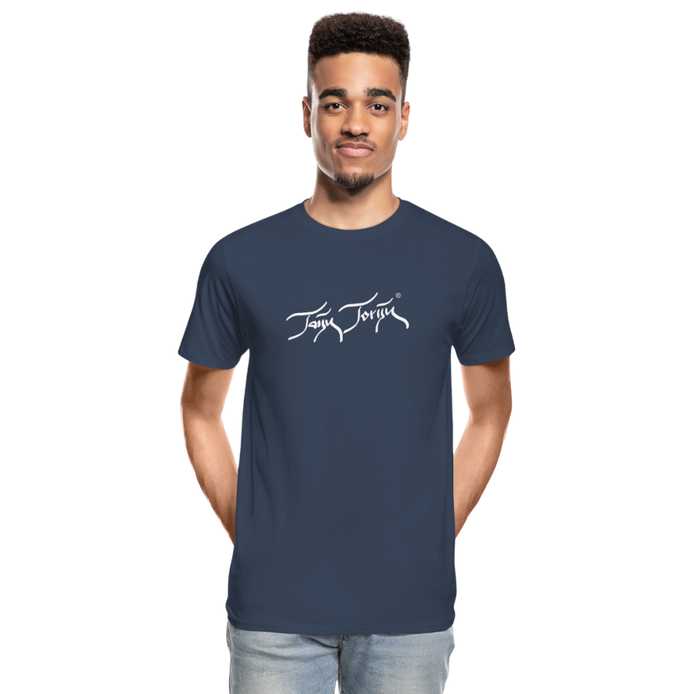 02.07.24 Taijn Torijn "Blacktip Reef Sharks - Bora Bora" - HERREN BIO T-Shirt - Dunkle Farben - Navy