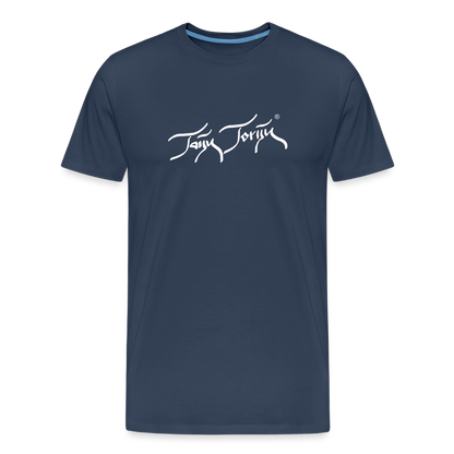 02.07.24 Taijn Torijn "Blacktip Reef Sharks - Bora Bora" - HERREN BIO T-Shirt - Dunkle Farben - Navy