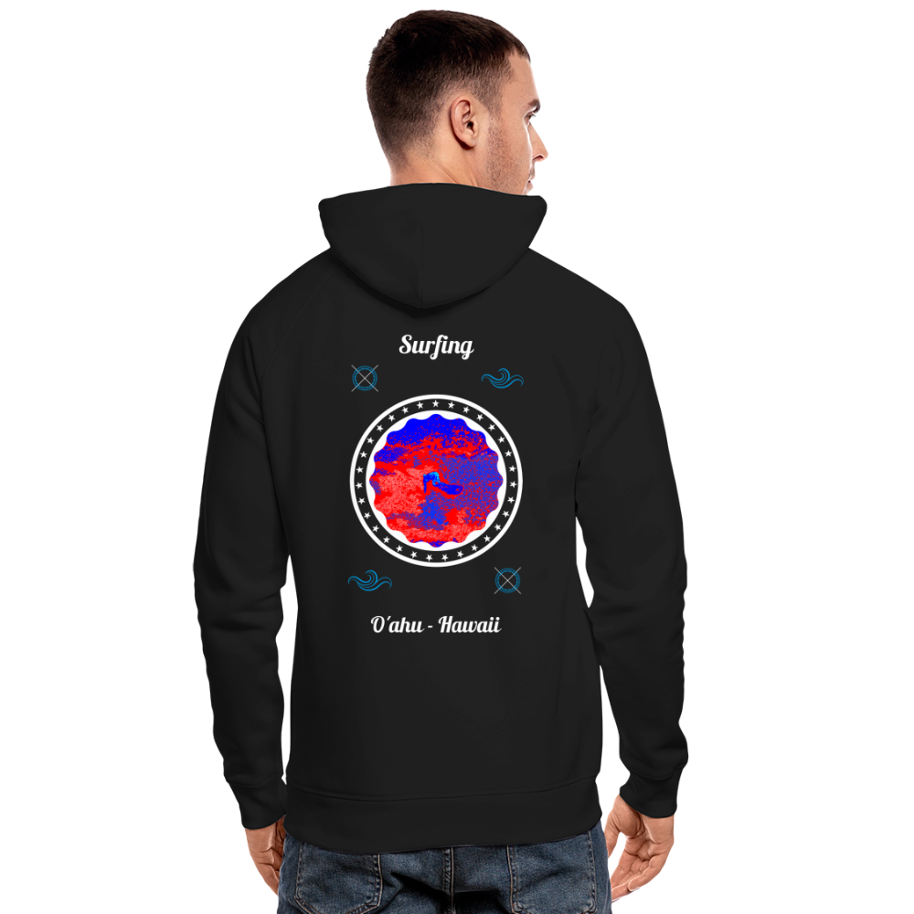 08.07.24 Taijn Toriijn "Surfing O´ahu" - Unisex Bio-Hoodie - Dunkle Farben - Schwarz