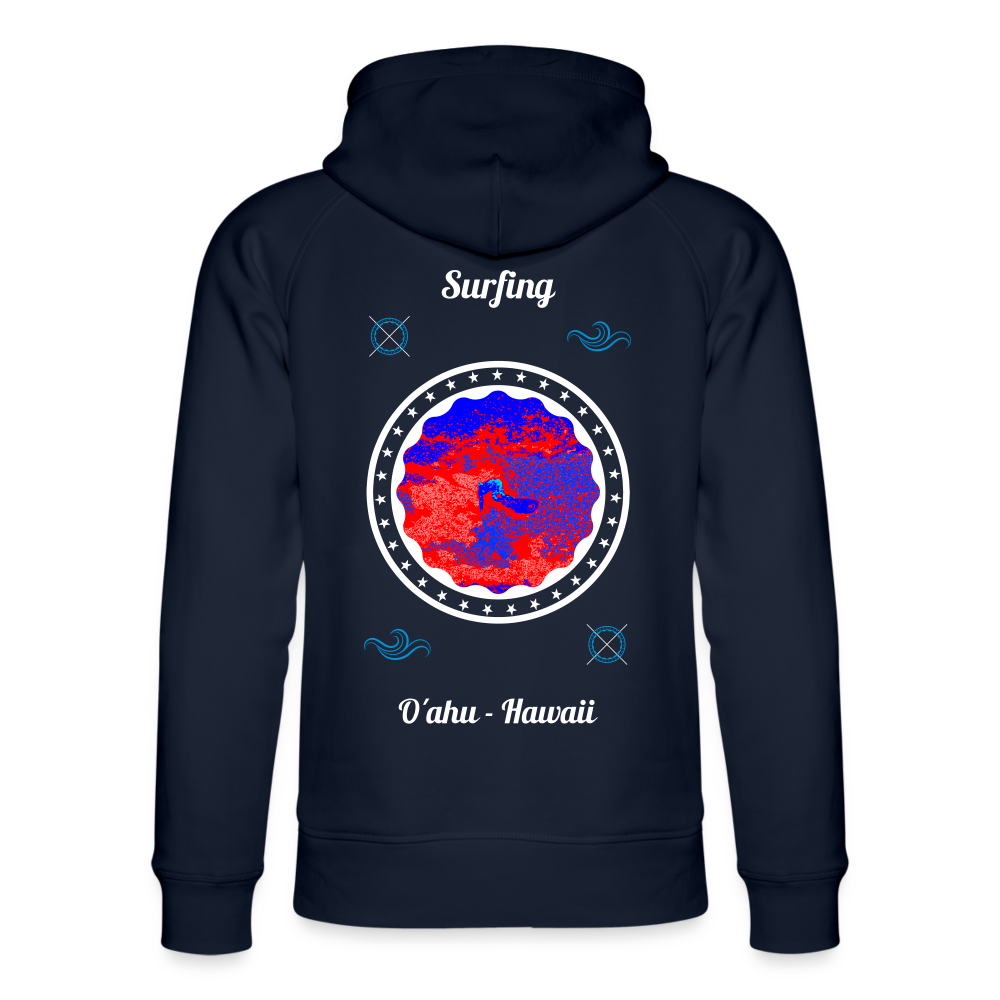 08.07.24 Taijn Toriijn "Surfing O´ahu" - Unisex Bio-Hoodie - Dunkle Farben - Navy