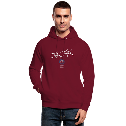 08.07.24 Taijn Toriijn "Surfing O´ahu" - Unisex Bio-Hoodie - Dunkle Farben - Burgunderrot